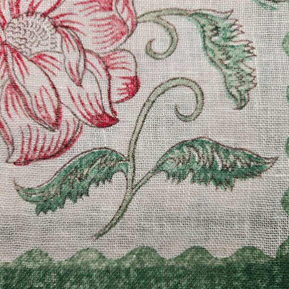 100% Linen Scarf Flowers Floral Austria Fair Trade Sekyra Handdruck - Picture 5 of 6